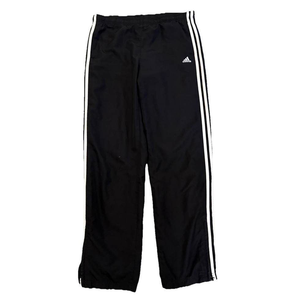 VTG. Adidas Lightweight Lined Athletic Track Pants Black, 3-Stripe Women's 10